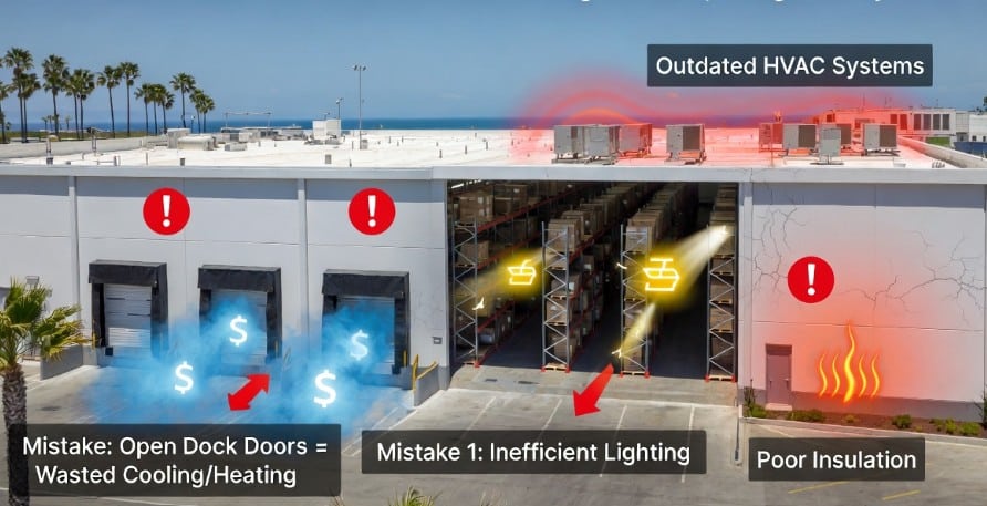 Common Mistakes in Energy Efficiency in Warehouse and Distribution Centers in Huntington Beach, Orange County