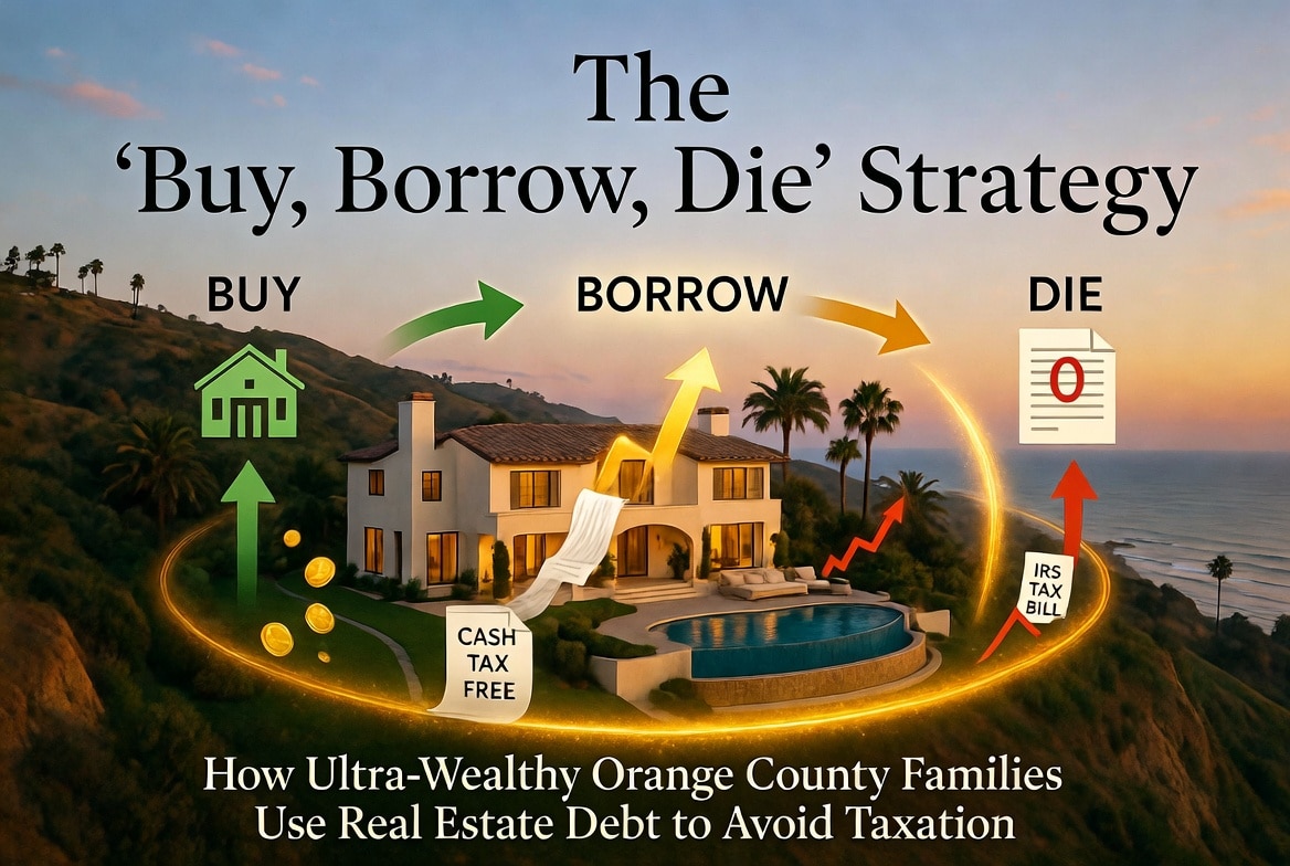 The ‘Buy, Borrow, Die’ Strategy: How Ultra-Wealthy Orange County Families Use Real Estate Debt to Avoid Taxation