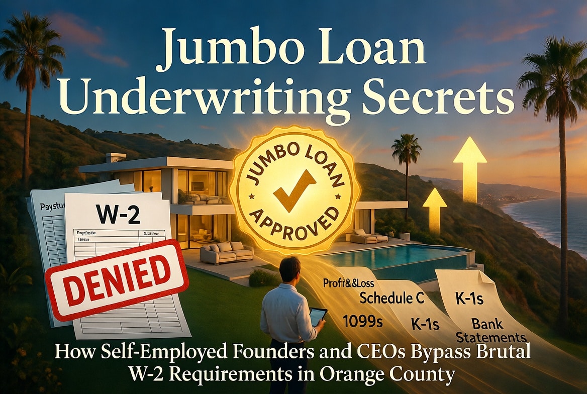 Jumbo Loan Underwriting Secrets: How Self-Employed Founders and CEOs Bypass Brutal W-2 Requirements in Orange County